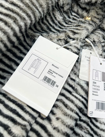 Chanel 20k black & white fur blouson jacket