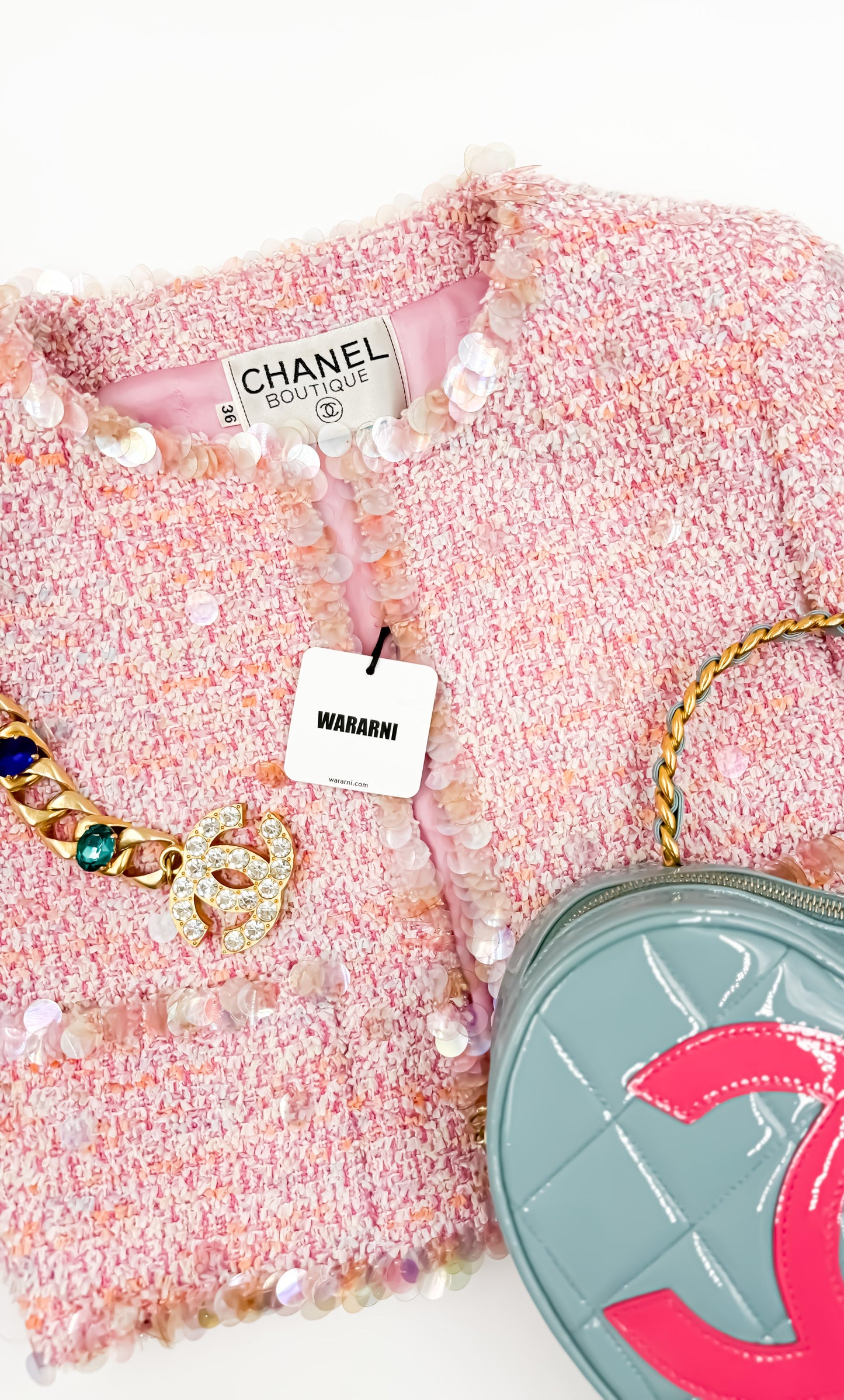 Chanel Vintage 1995P Barbie Collection Runway Pink Sequin Barbie Cropped Jacket