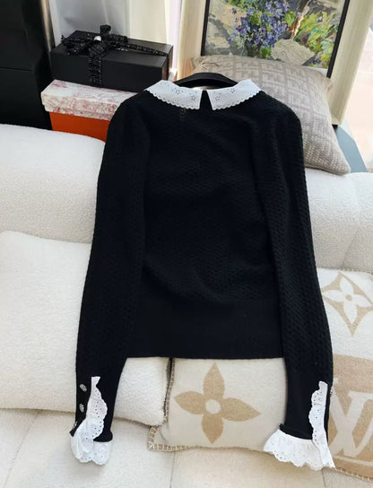 Chanel 24A black cashmere top size 34