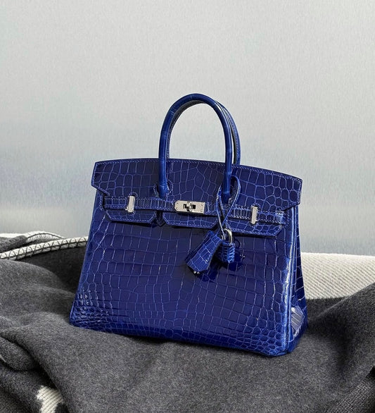 Hermès Birkin 25 Blue Electric Shiny Niloticus Palladium hardware