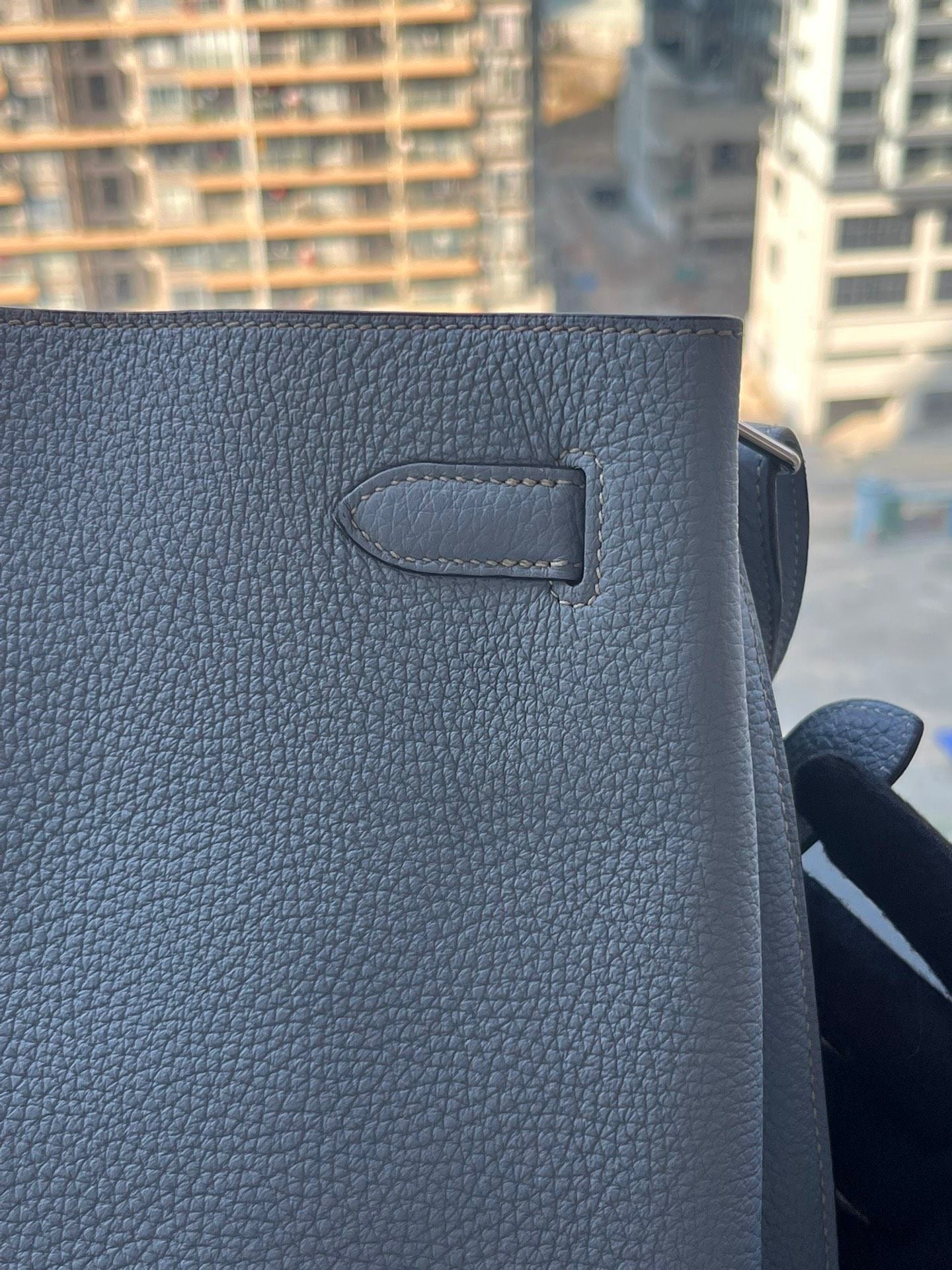 Hermès so Kelly 22 Bleu Lin togo leather palladium hardware