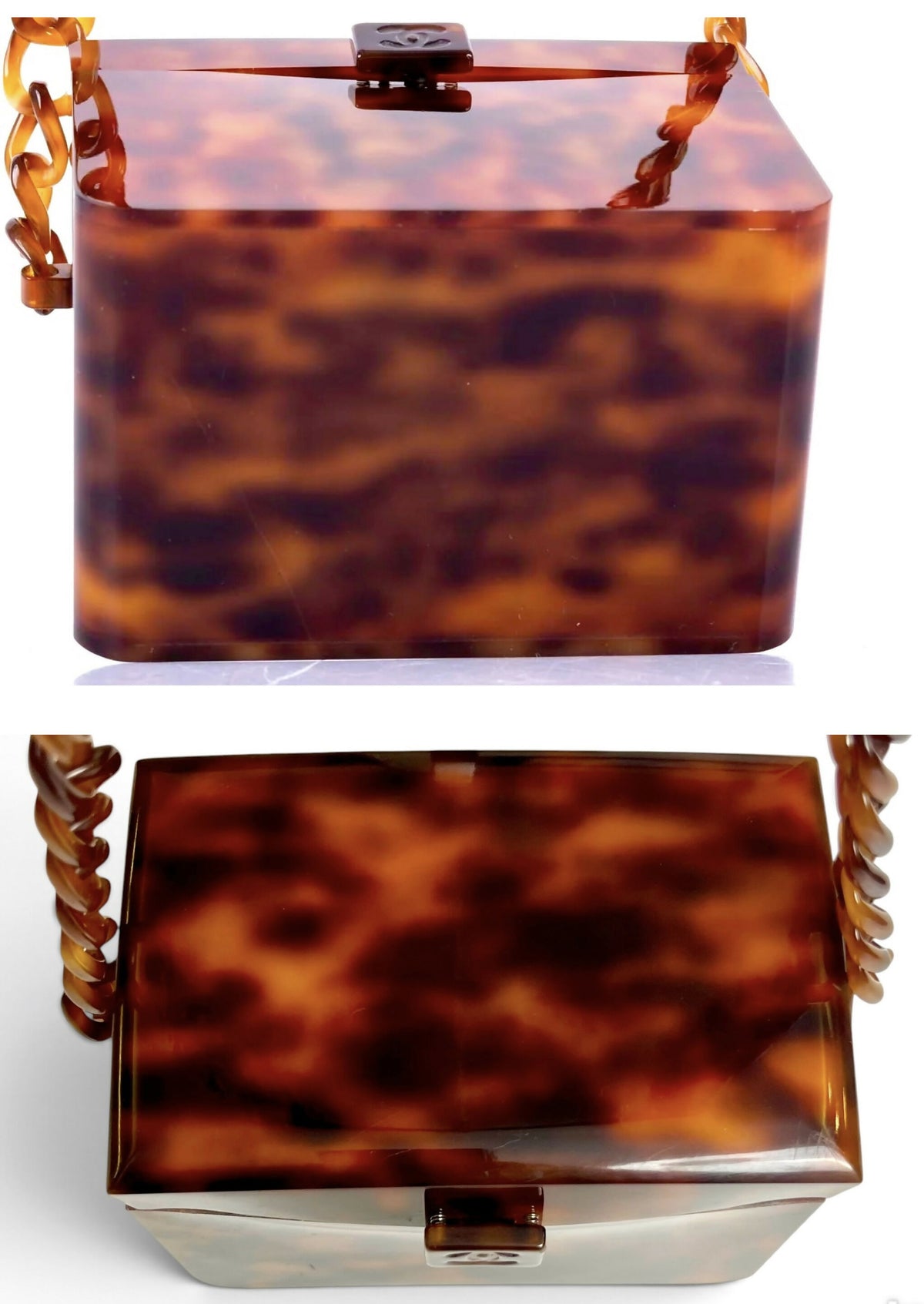 Chanel 1994-1996 Tortoiseshell Plexiglass Mini Box Vanity Bag extra rare