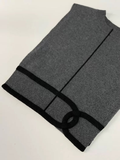 Chanel 26S Grey and Black Cashmere Vest