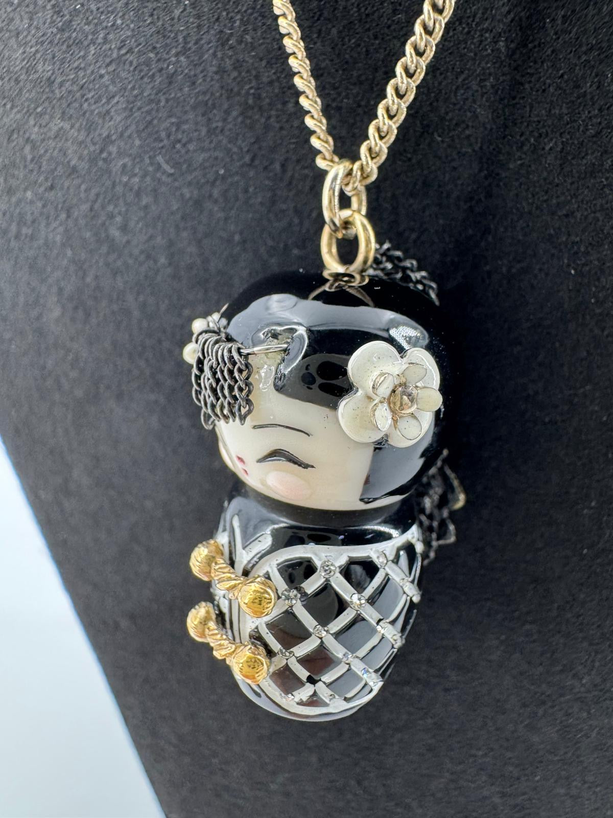 Chanel 10A Double C Acrylic Porcelain shanghai Doll Necklace