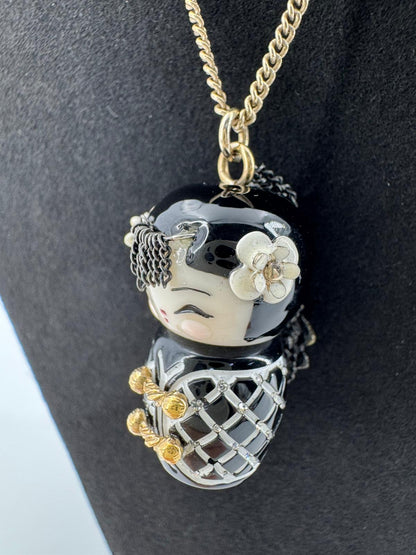 Chanel 10A Double C Acrylic Porcelain shanghai Doll Necklace