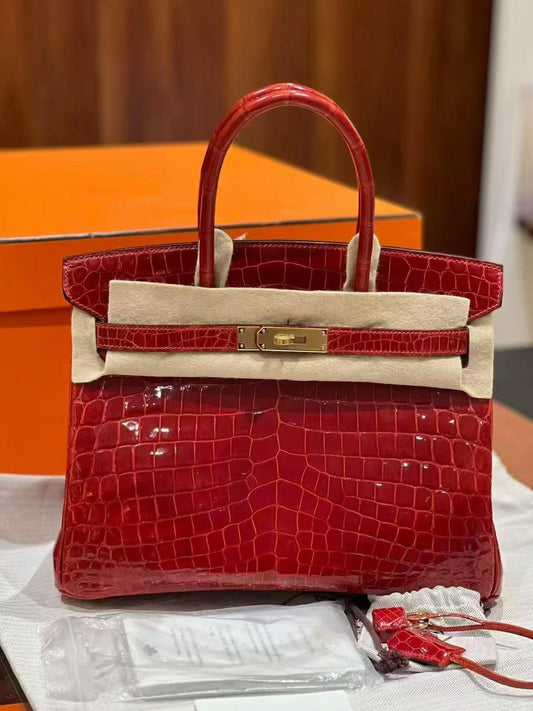 Hermes Birkin 30 Braise Shiny Niloticus Gold hardware