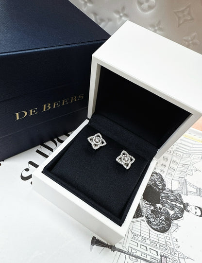 DE BEERS ENCHANTED LOTUS EARRINGS IN WHITE GOLD