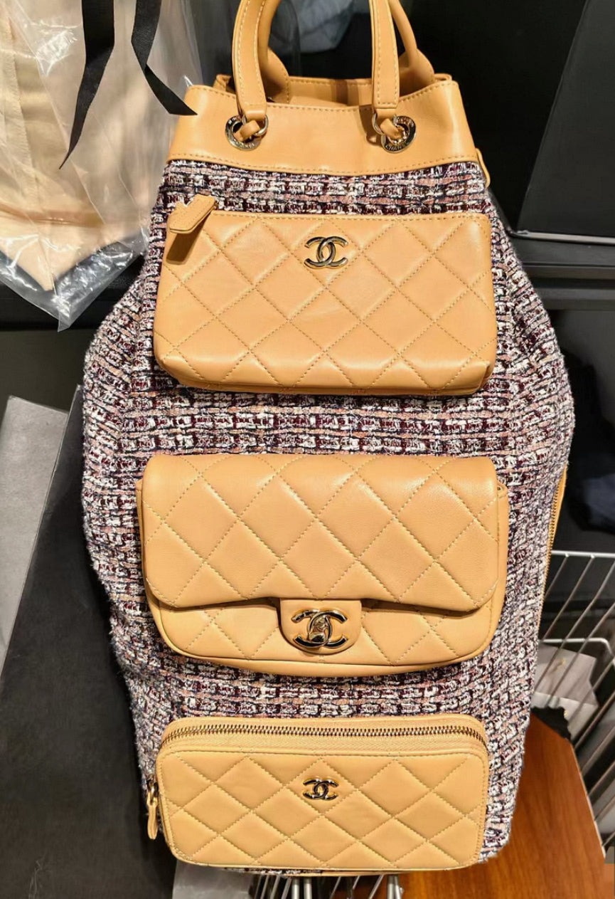 Chanel Spring/Summer 2020 runway collection tweed leather multilayer bag