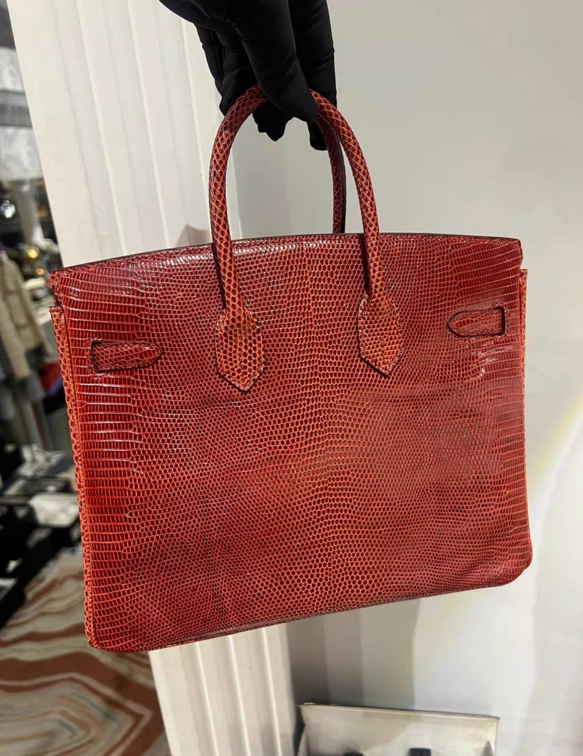 Hermès Birkin 25 Red Lizard Palladium Hardware