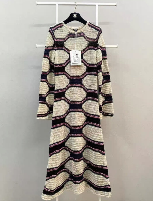 Chanel 20P ecru knitted Maxi dress