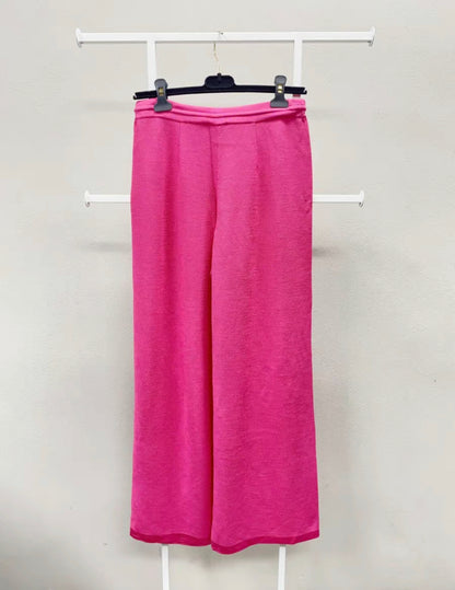 Chanel 19P rose red wide-leg pants size 38