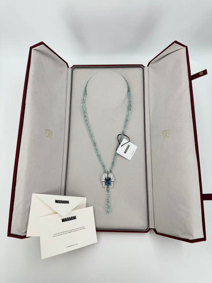 Cartier High Jewelry Necklace - Main stone: 37-carat aquamarine; two opals; chain beads: topaz.