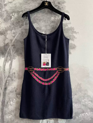 Chanel 23N Navy Blue Cashmere Dress