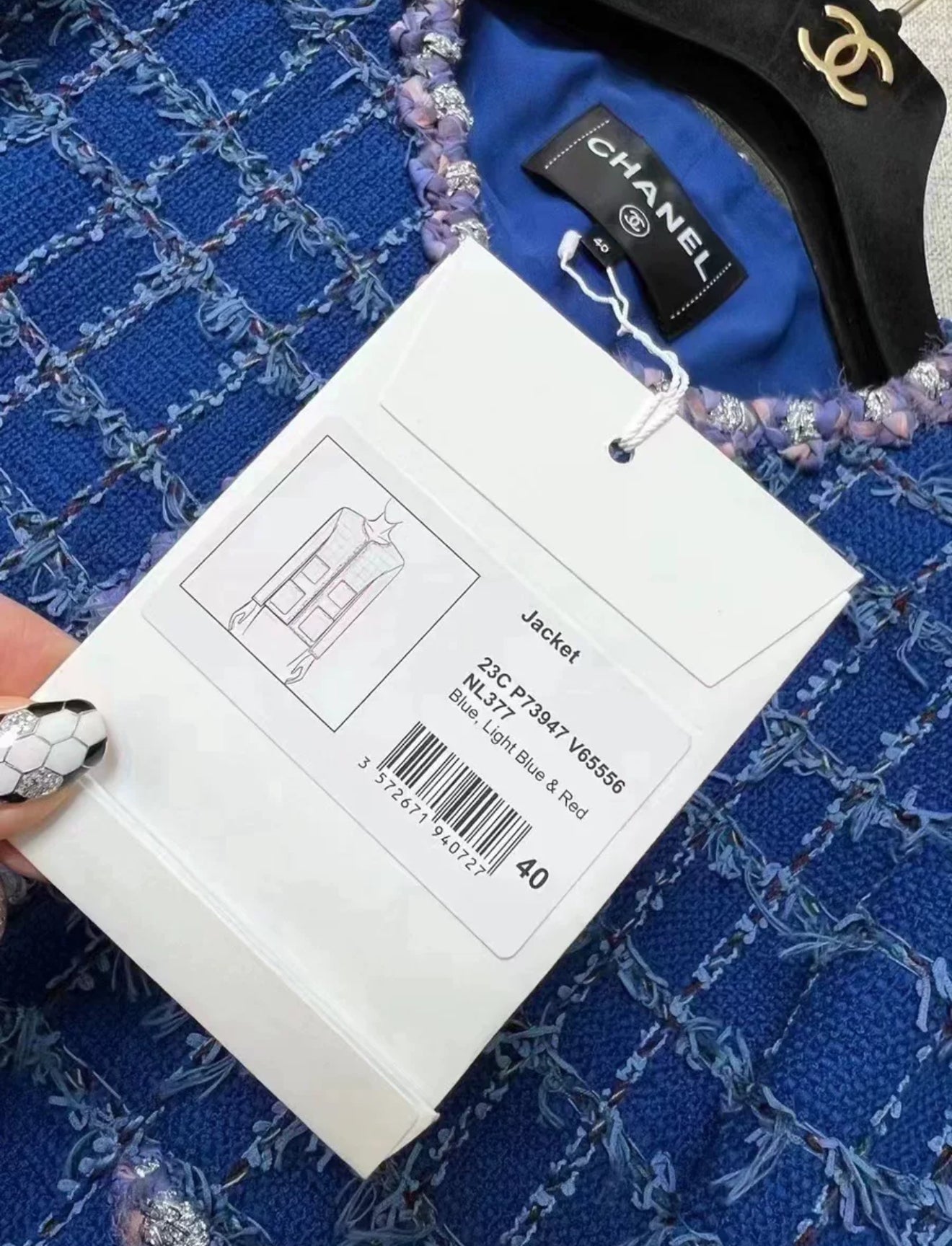 Chanel 23C Blue Tweed Jacket