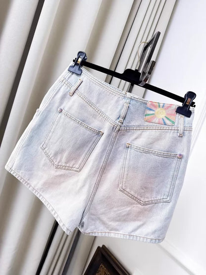 Chanel 24C orange gradient blush denim shorts