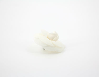 Chanel Vintage 81-85 Silk White Camellia Brooch