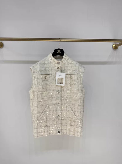 Chanel 25S beige Tweed Sequin Jacket
