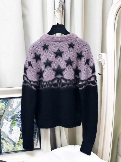 Chanel 23N black purple knit sweater