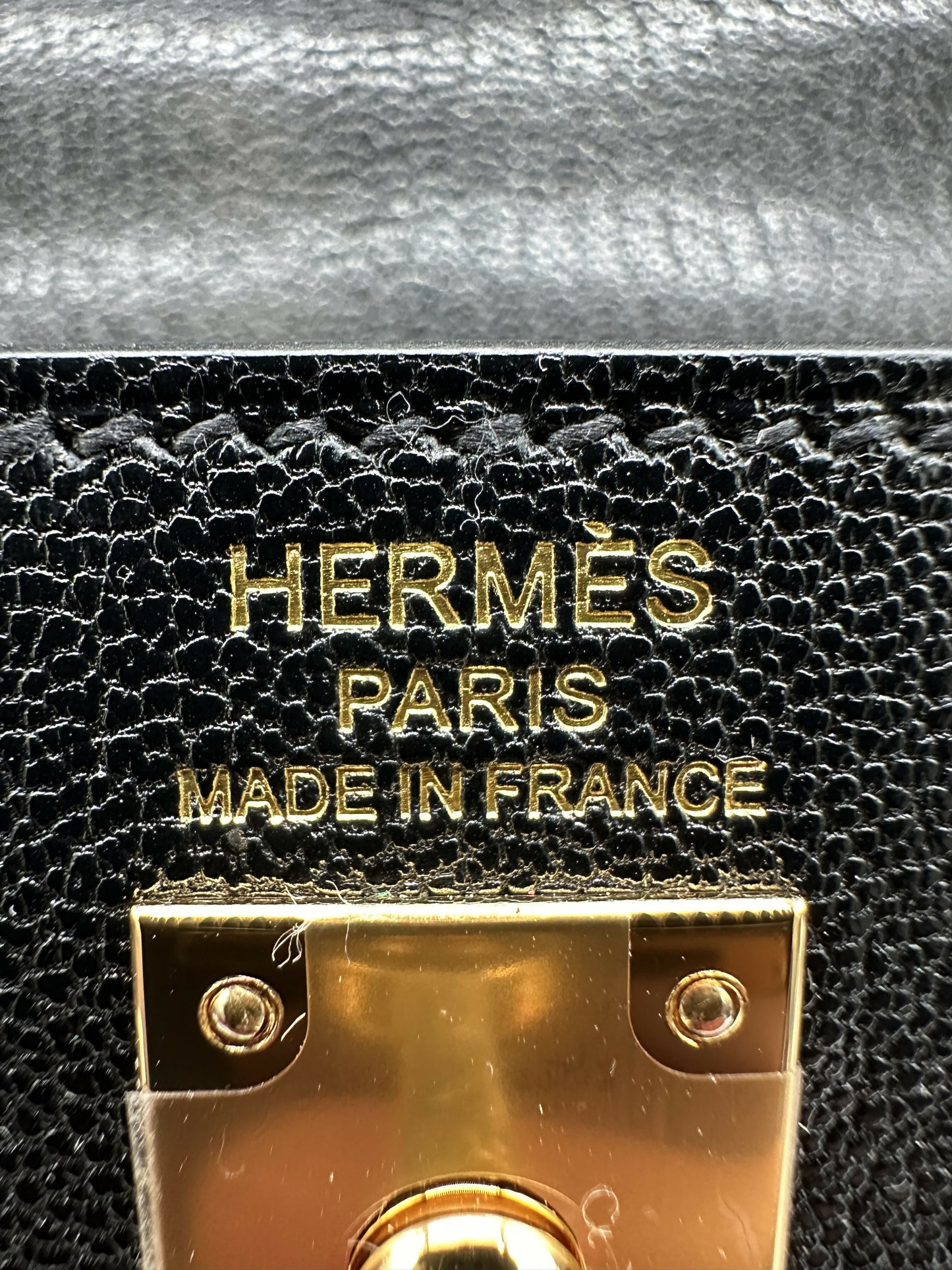 Hermes Kelly 25 Chevre mysore black ghw stamp K