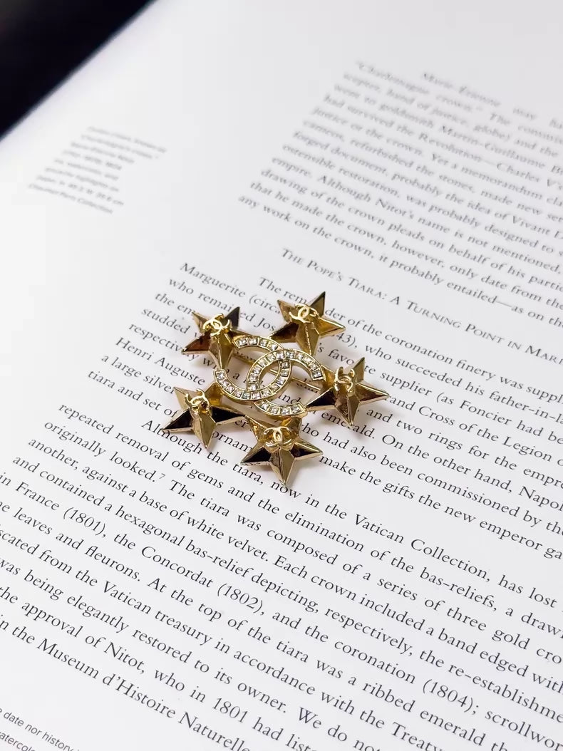 Chanel 17C Gold Pentagonal Star Double C Brooch