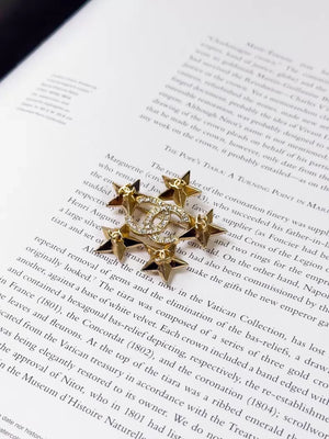 Chanel 17C Gold Pentagonal Star Double C Brooch