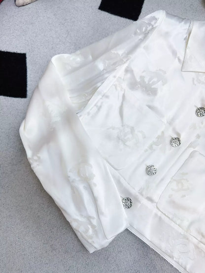 Chanel 22A white silk jacket