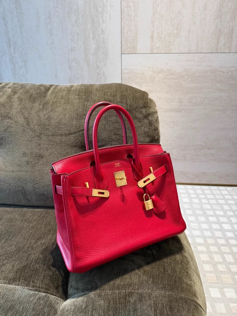 Hermes Birkin 30 S3 Rouge De Coeur togo leather gold harwdare