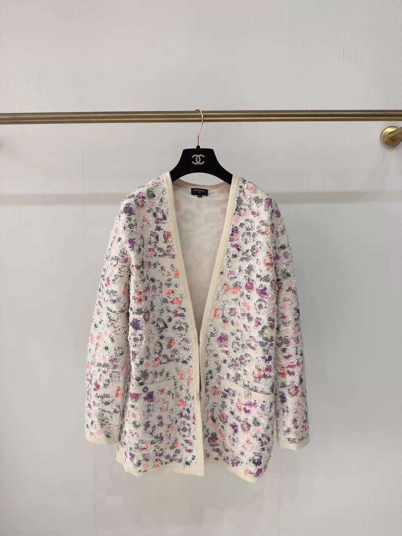 Chanel 22P Colourful Logo Sequin Cardigan