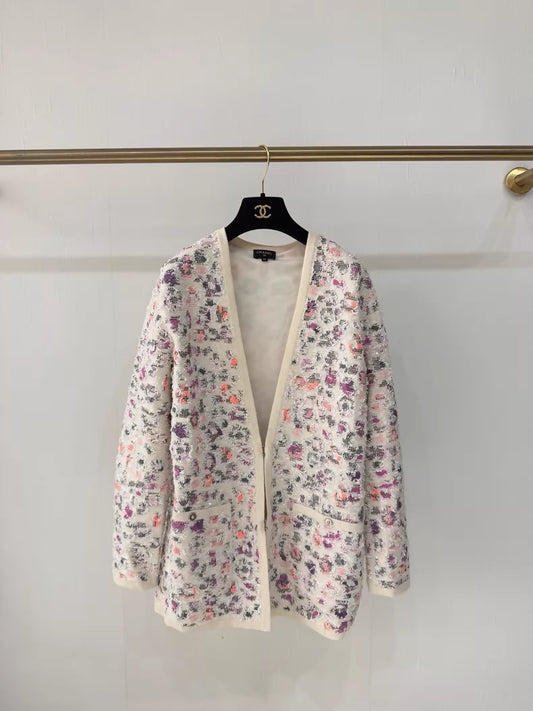 Chanel 22P Colourful Logo Sequin Cardigan
