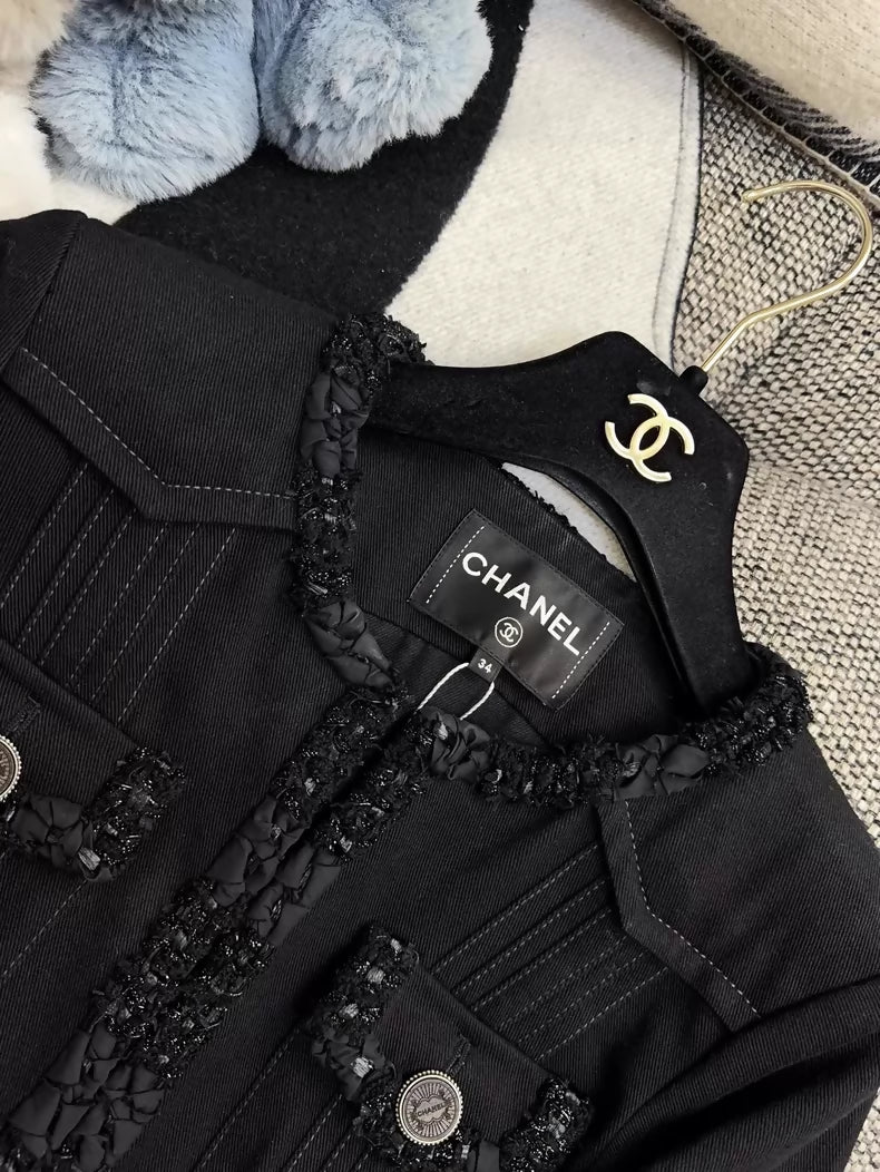 Chanel Cuban Collection Black Denim Jacket