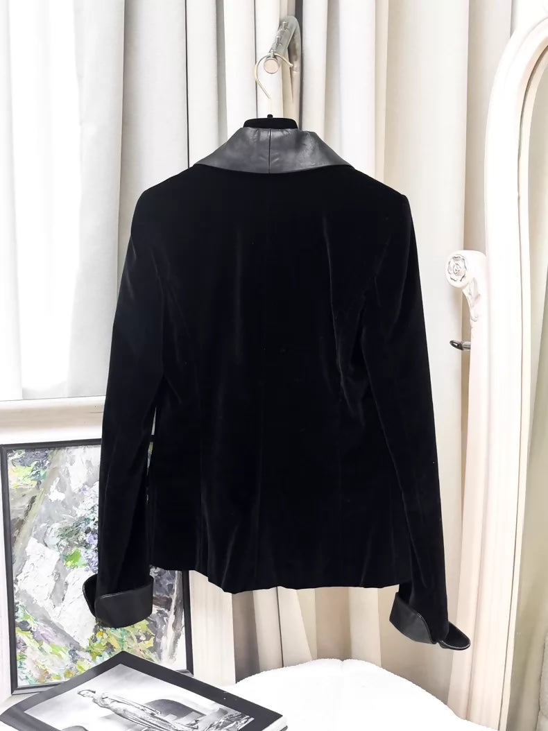 Chanel 10A Paris Shanghai Collection Black Velvet Suit jacket