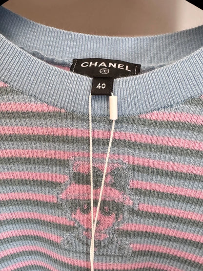 Chanel 25B Blue-purple print knit T-shirt