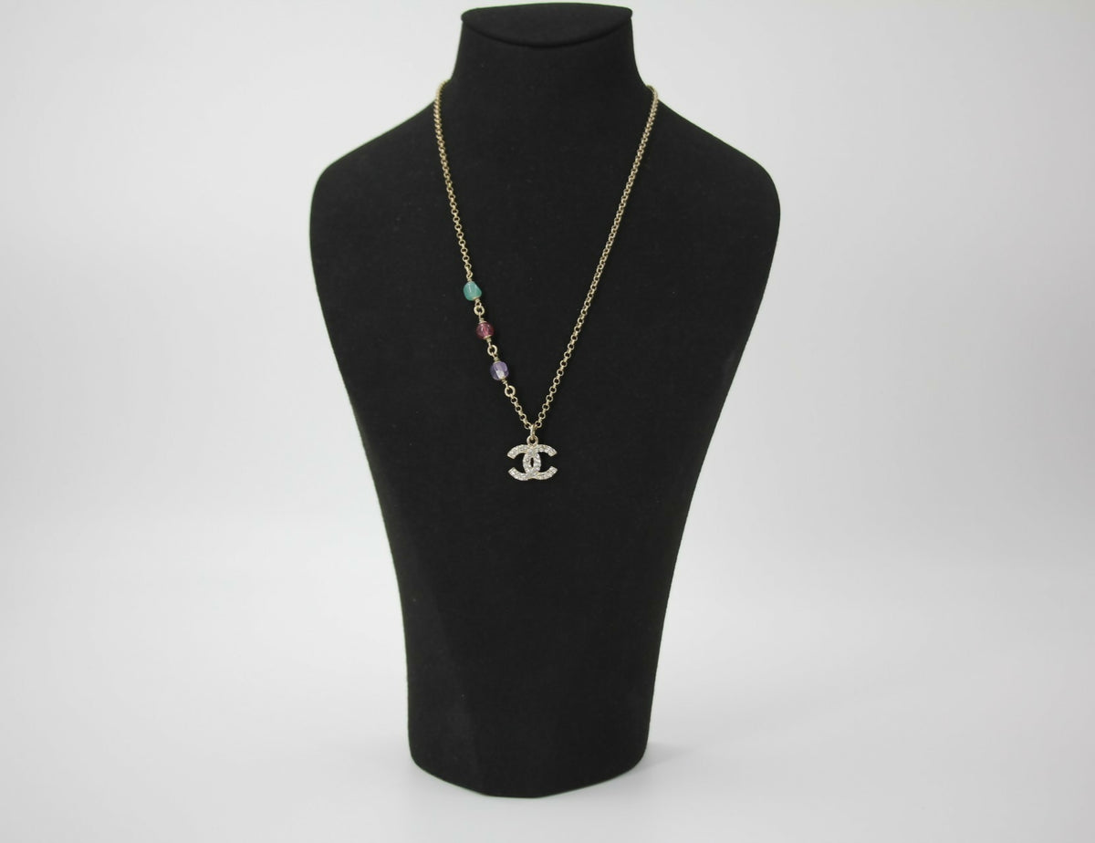 Chanel C20C Rhinestone limitation Pearl Purple Pink Blue Adjustable Necklace