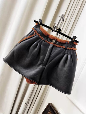 Chanel 23k black and brown shearling shorts