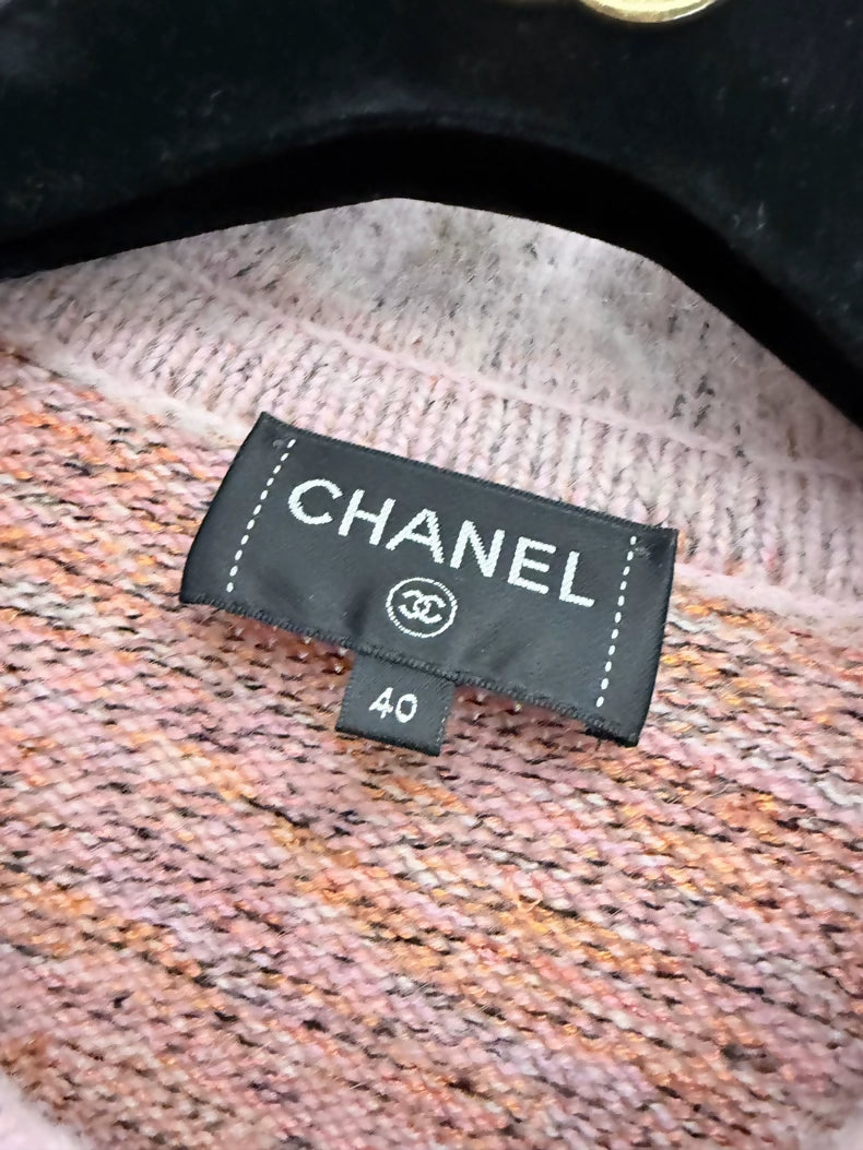 Chanel 25B Pink-Orange Cashmere Cardigan