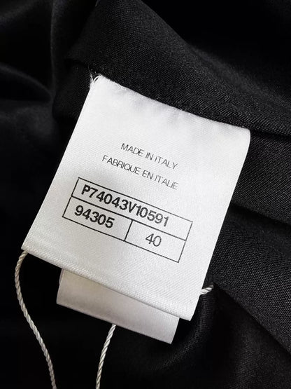 Chanel 23c black ruffled satin silk shirt