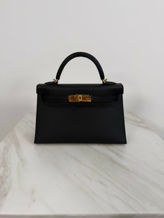 Hermès Kelly 20 Black Epsom GHW G 2026