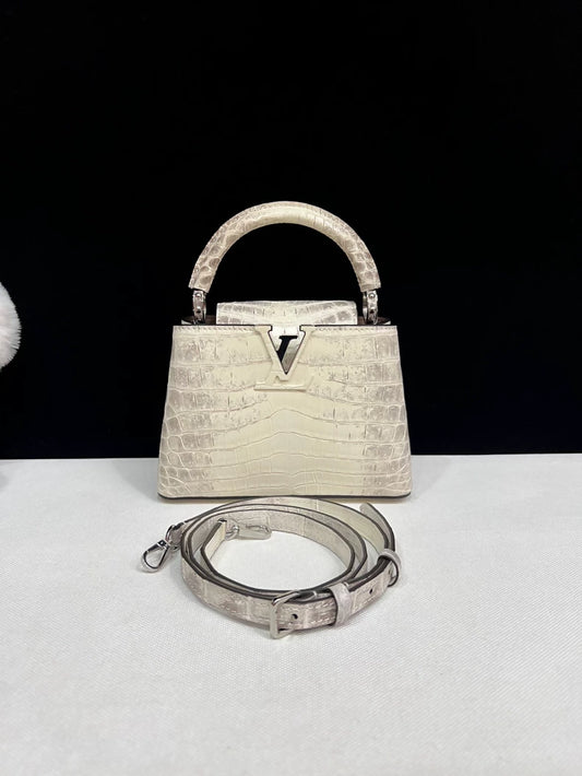 LV Louis Vuitton Capucines mini Himalayan crocodile leather