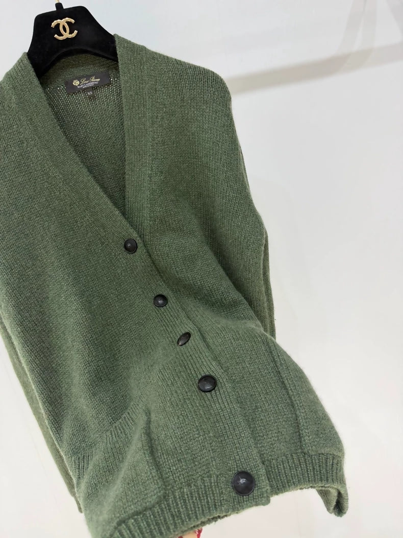 Loro Piana Fall/Winter 2025 Baby Cashmere Two-Pocket Forest Green Cardigan