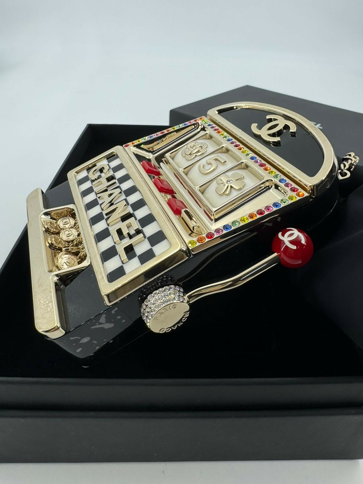 Chanel 2023 Plexiglass Resin and Rhinestone Multicoloured Slot Machine Minaudière Bag