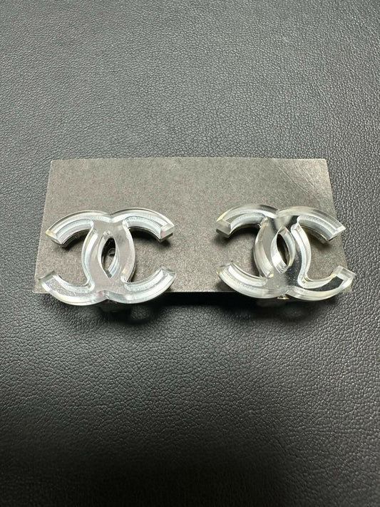 Chanel Vintage 2004 Mirror Sliver CC Clip on Earrings