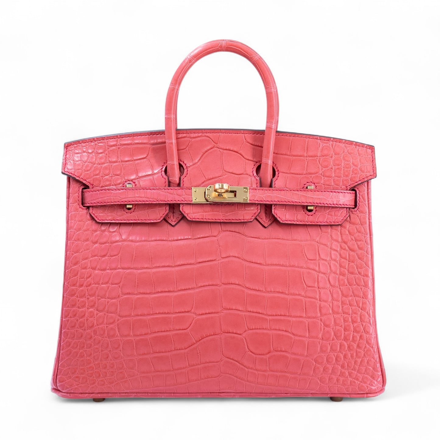 HERMÈS Birkin 25 Bougainvillea Matte Alligator Gold hardware
