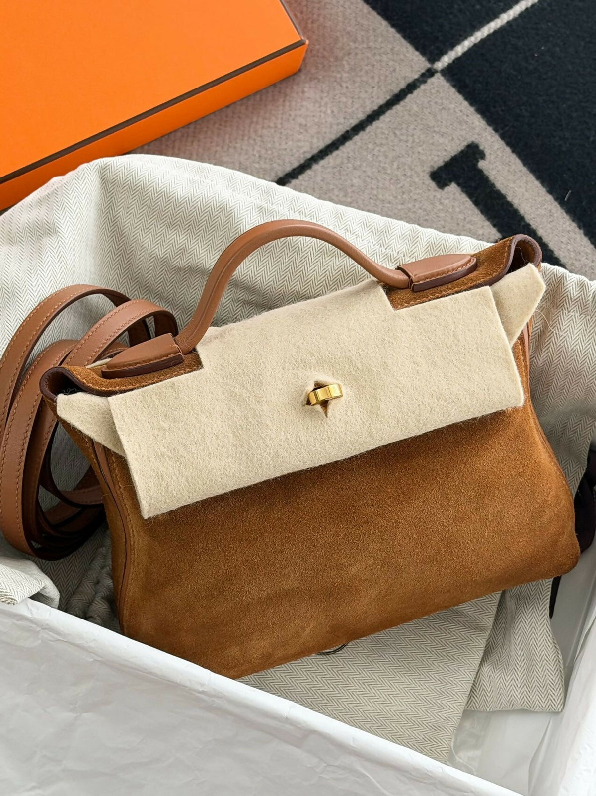 Hermès 24/24 Mini Gold Suede Leather with Gold Hardware W Stamp