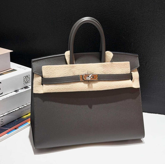 Hermes Birkin 25 sellier Gris Meyer Madame leather palladium hardware