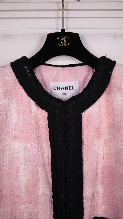 Chanel 22C pink tweed jacket
