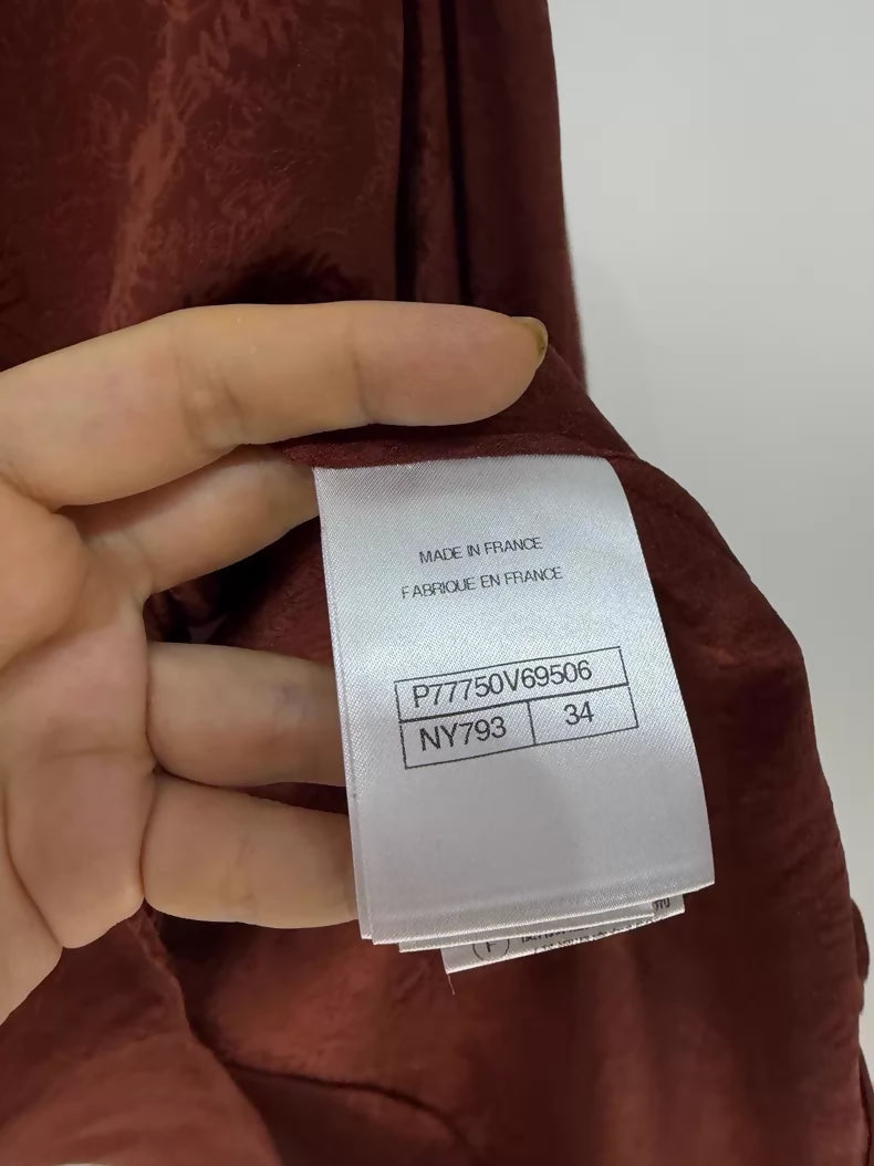 Chanel 24A burgundy double C print reversible shirt