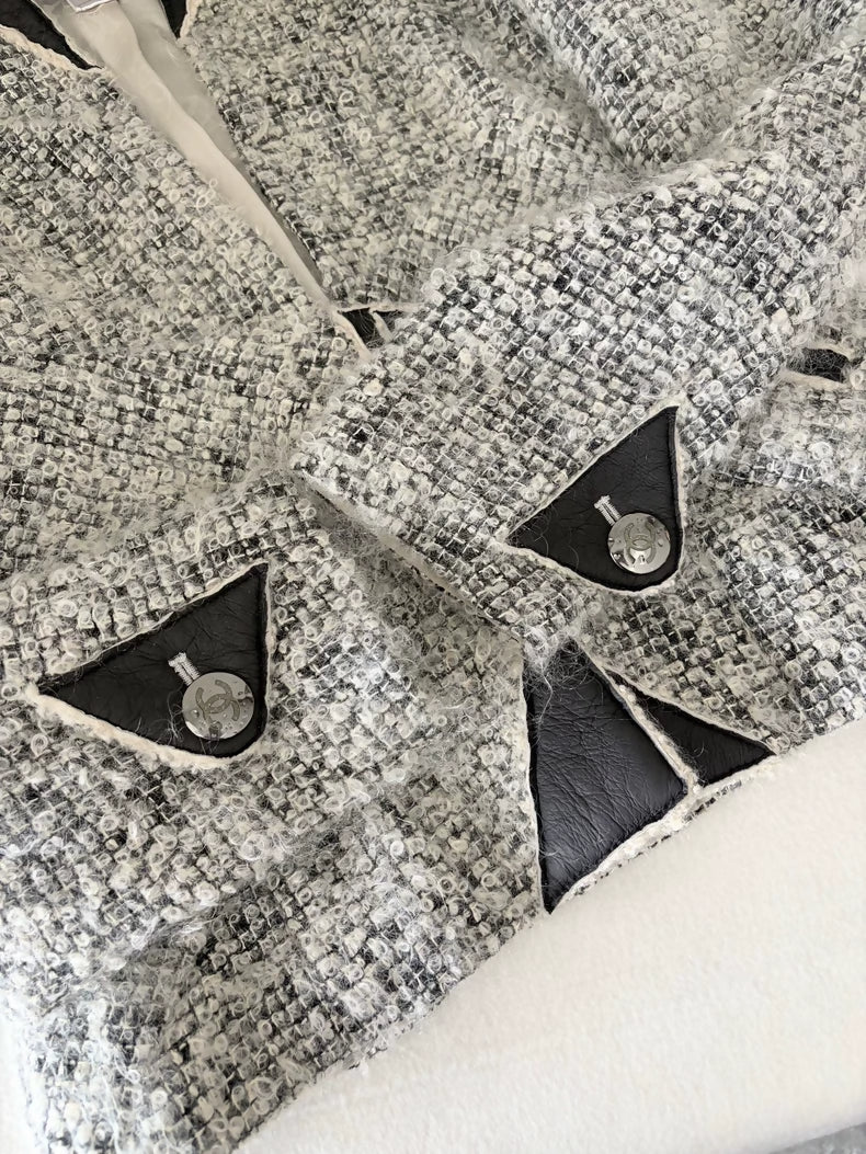 Chanel 10A grey and white tweed jacket