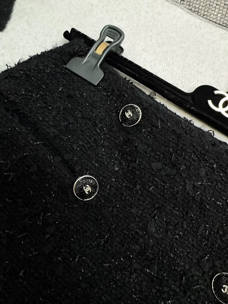 Chanel 21B Black Tweed Skirt