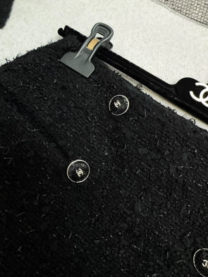 Chanel 21B Black Tweed Skirt