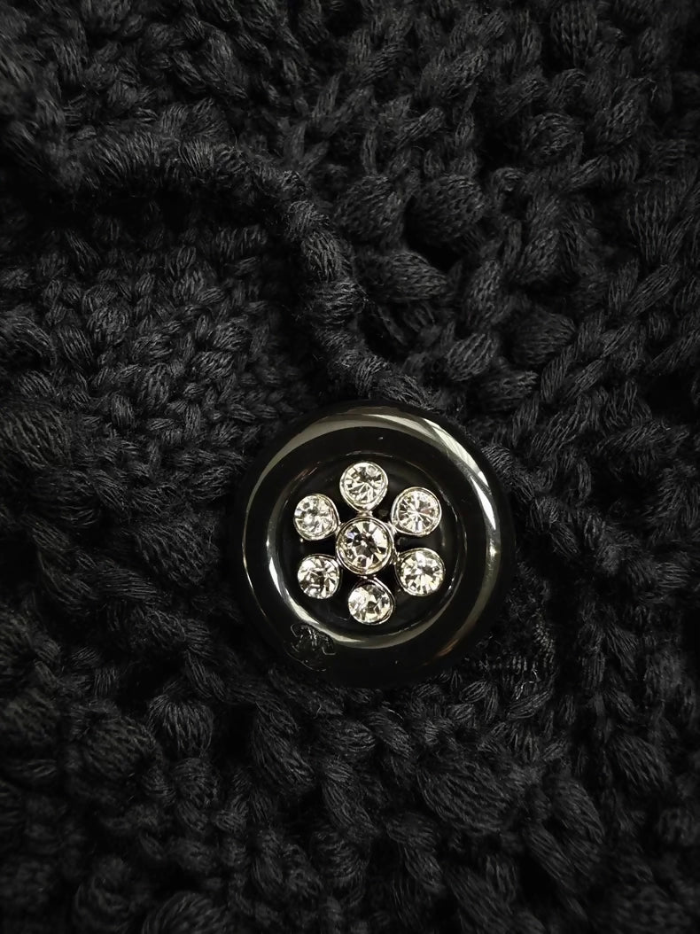 Chanel 25C Black Crochet Knit Cardigan